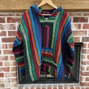 EarthRagz Mexican Colorful Striped Baja Hoodie size XL